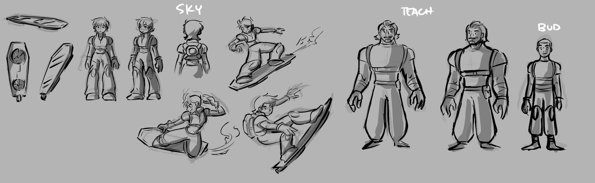 SKY Dives In - Character Sketches